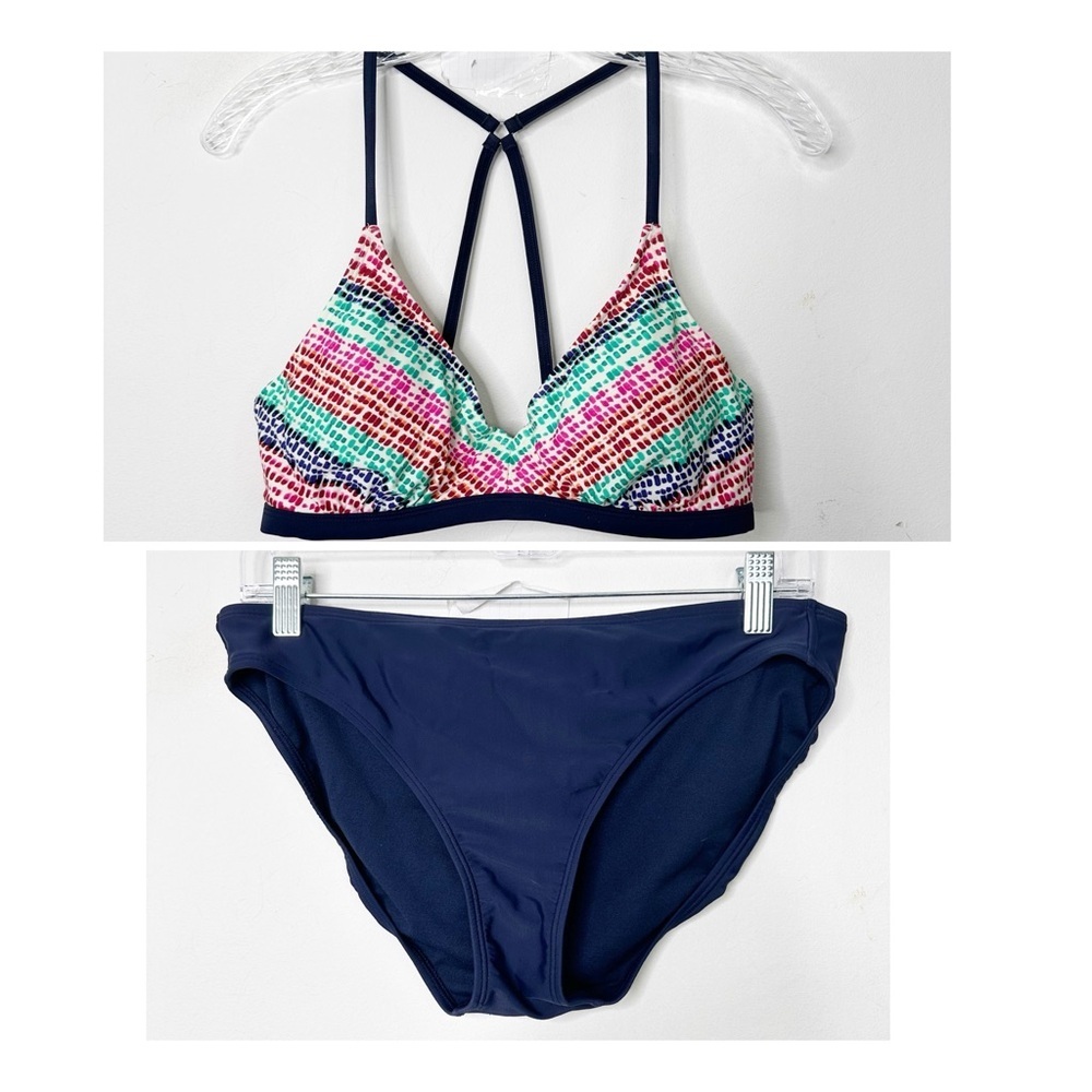 ATHLETA | Moxie Bikini Top and Navy Bikini Bottoms Set Sz.‎ 36 B/C And Large